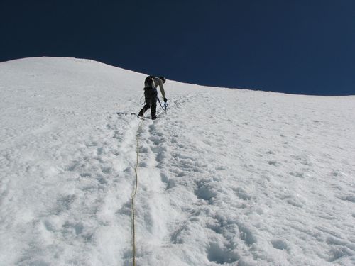 Eric Climbing to the Summit Plateau