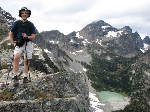 Summit with view of Black Peak and Lewis Lake